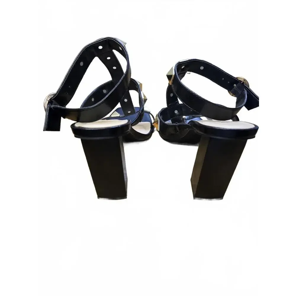 90's Y2K Black Studded High Heel Sandals for Women